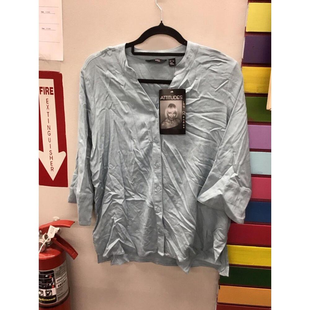 Attitudes by Renee women’s tunic size small petite light stormy blue new HSN